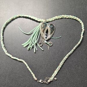 Silver and Mint GreenWing Pendant Necklace